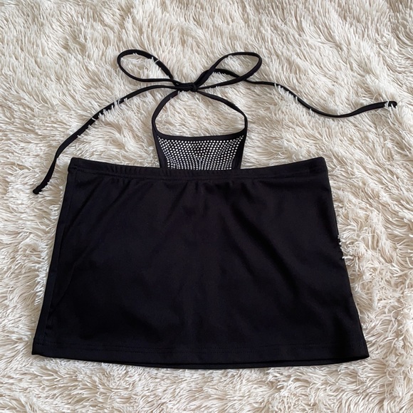 Black Rhinestone Y2K Baddie Tie Up Skirt - Picture 3 of 4